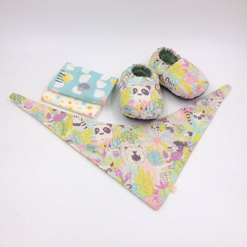 Tropical Rainforest Foundation-Moon Baby Gift Box (Toddler Shoes/Baby Shoes/Baby Shoes+2 Handkerchiefs+ Scarf)
