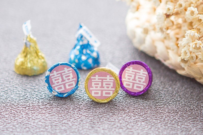 粉色囍字水滴巧克力 KISSES婚禮喜糖(每包100顆) - 巧克力 - 新鮮食材 粉紅色