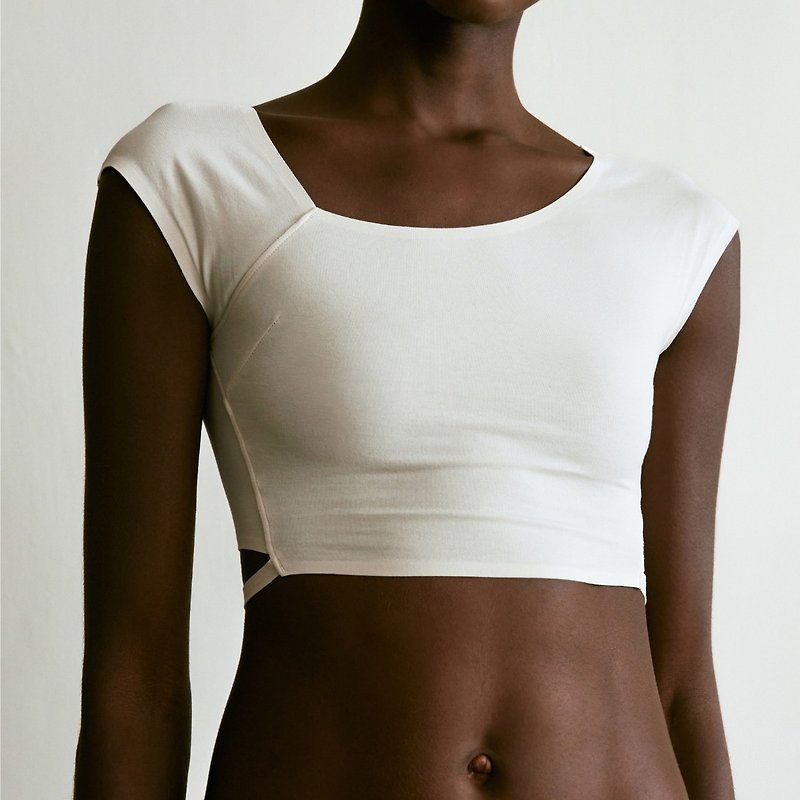 HUNDR. Cotton Designer Fitted Cropped Top - Misty White - Women's T-Shirts - Cotton & Hemp White