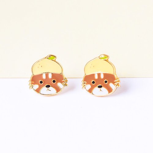 Little OH! 手工飾品 檸檬小熊貓 水果動物 熊貓 耳環 耳夾