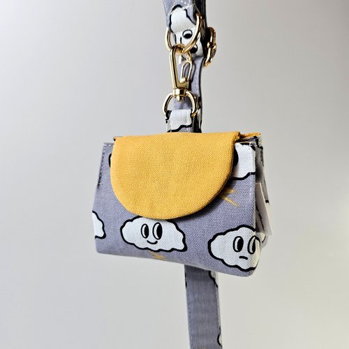 Bonne Etoile Smile Cloud Gray | Patterned Fabric Dog Poop Bag Holder Pouch