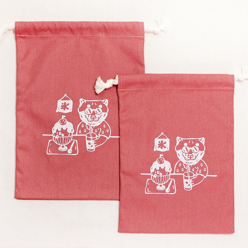 Fat Ji summer small bunch pocket / plum red / - Toiletry Bags & Pouches - Cotton & Hemp Pink