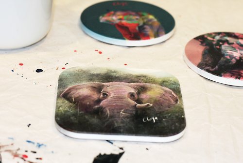 Choya ART LAB 動物系列 / 叢林大象 / MIT特製 / 鶯歌陶瓷杯墊 / 藝術擺飾