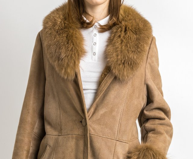 Vintage 90’s retro 80’s oldschool coat wintercoat mantel wintermantel sheepskin vegan popular suede