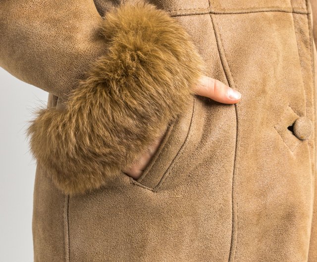 80年代 ヴィンテージ スエード シープスキン レザー シェアリング 冬用