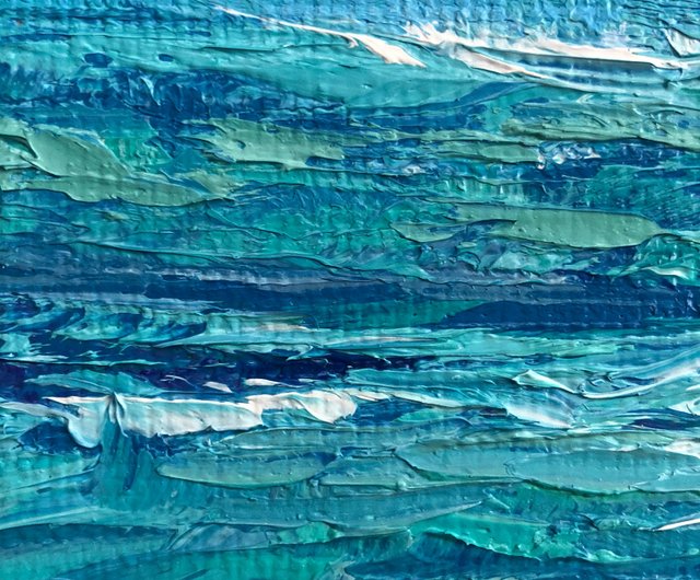 キャンバスヨット風景テクスチャアートの元の青い海の油絵 キャンバスヨット風景テクスチャアートの元の青い海の油絵