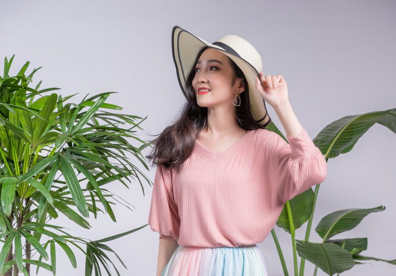 小花的秘密 七分袖上衣The Flower Secret Top - 女上衣/長袖上衣 - 棉．麻 粉紅色