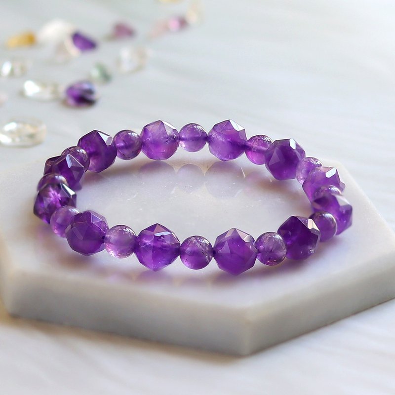 Emperor Amethyst L Diamond Planet L Design Lucky Energy Crystal Bracelet - Bracelets - Crystal Purple