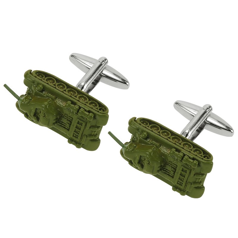 Olive Green Army Tank Cufflinks - Cuff Links - Other Metals Green
