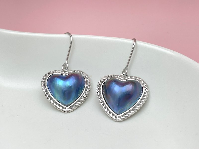 Love starry sky blue maple pearl classical style Silver earrings - ต่างหู - ไข่มุก สีน้ำเงิน