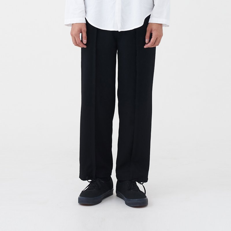 Frayed Wide-leg Pants (slight defect) - Men's Pants - Wool Black