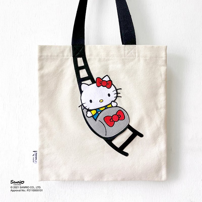 (Embroidery & Handmade) Hello Kitty Riding Roller Coaster, Canvas Bag - Messenger Bags & Sling Bags - Cotton & Hemp Khaki