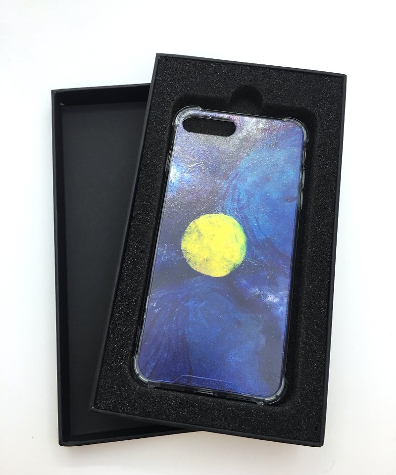 暖かい月のイラストアンチ秋デュアル携帯電話シェル - スマホケース - プラスチック ブルー