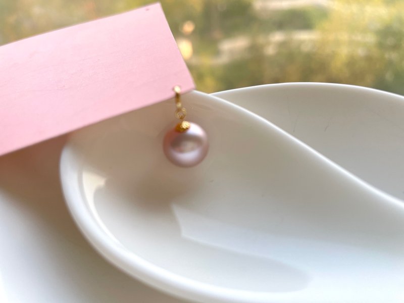 萬能吊墜 天然淡水珍珠 紫色珍珠 18K金 - 項鍊 - 珍珠 紫色