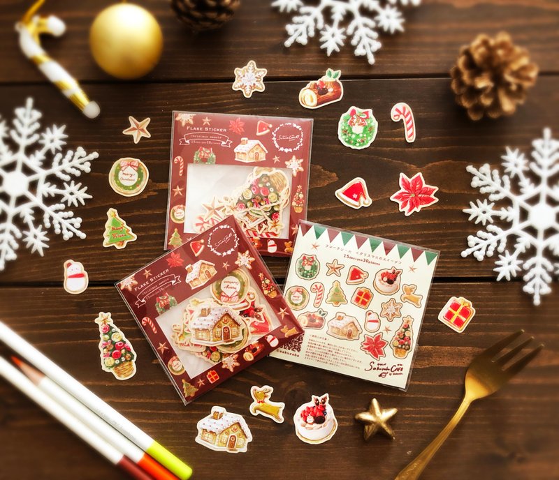 期間限定　クリスマススイーツ　フレークシール - 貼紙 - 紙 多色