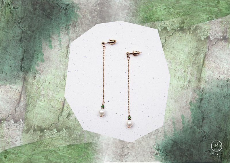 Birthstone of May-Diopside Diopside Miss Elegant Series Dangle Earrings / Clip-on - ต่างหู - เครื่องเพชรพลอย สีเขียว