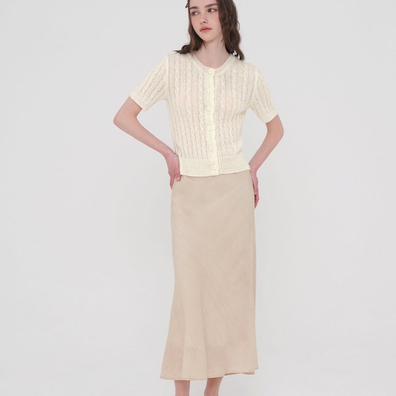 Korea sisterhood, Long Flare Skirt - Beige - 裙子/長裙 - 其他材質 金色