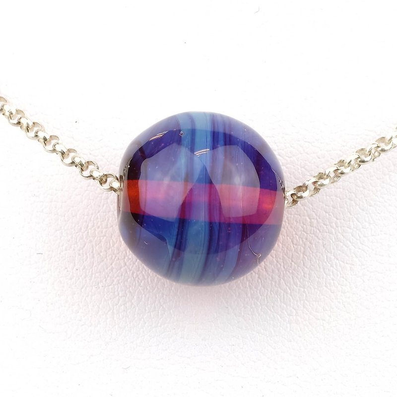 Lavender Ball Handmade Lampwork Glass Sterling Silver Necklace - Necklaces - Glass Purple