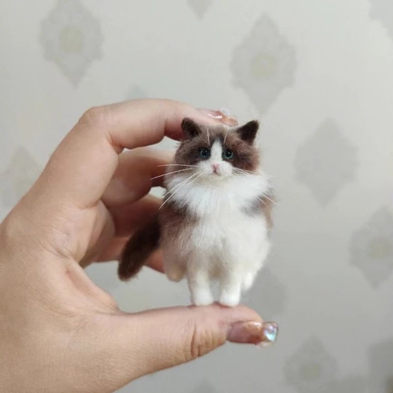 客制化逼真猫 羊毛氈 寵物 娃娃 定制 手工 狗狗猫咪 毛小孩  71 - 貓/狗玩具 - 羊毛 多色