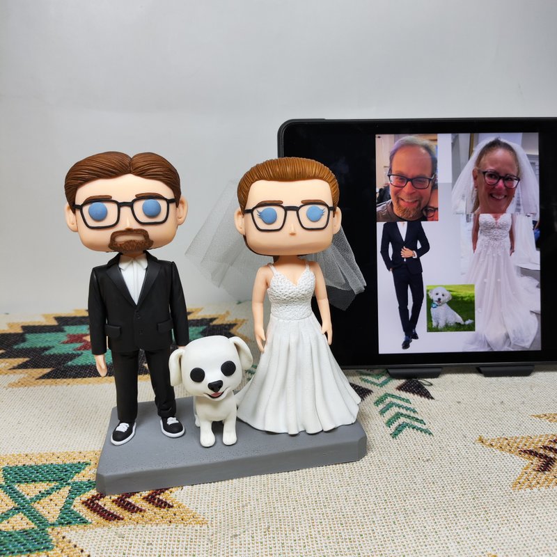 客製化3D人像公仔 訂製手工Funko Pop情侶父母夫妻結婚週年禮物 - 公仔/玩偶 - 黏土 多色
