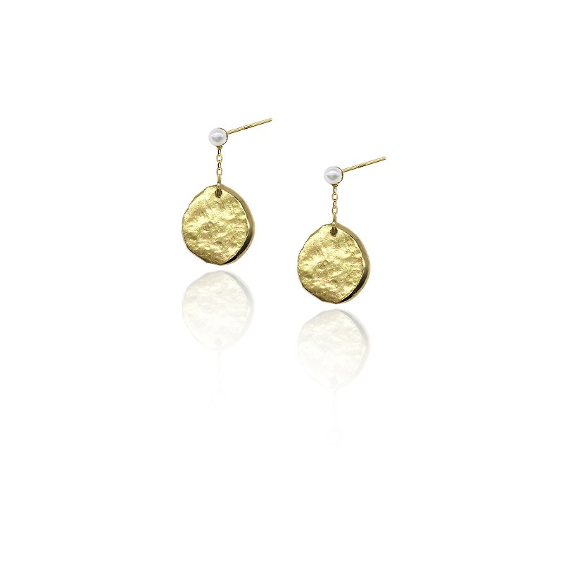 Shansheng-moon earrings [Removable Japanese akoya sea bead 18k gold earrings] - Earrings & Clip-ons - Precious Metals Gold