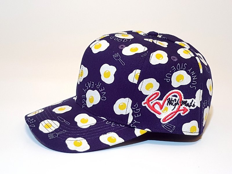 Follow Your Love Printed Baseball Cap - Poached Egg ~ Supplement Your Protein #礼物#遮阳 - หมวก - ผ้าฝ้าย/ผ้าลินิน สีน้ำเงิน