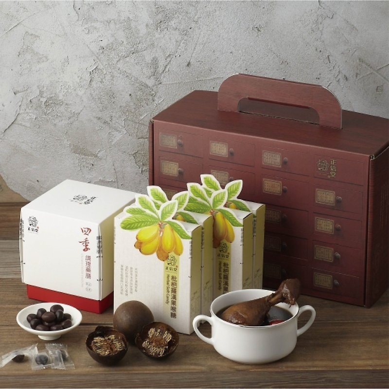 [Baicao Cabinet Gift Box] Kinds of Foods - 1 Box of Herbal Cuisine + 4 Boxes of Lo Han Guo Throat Drops - เครื่องปรุงรสสำเร็จรูป - พืช/ดอกไม้ สีนำ้ตาล