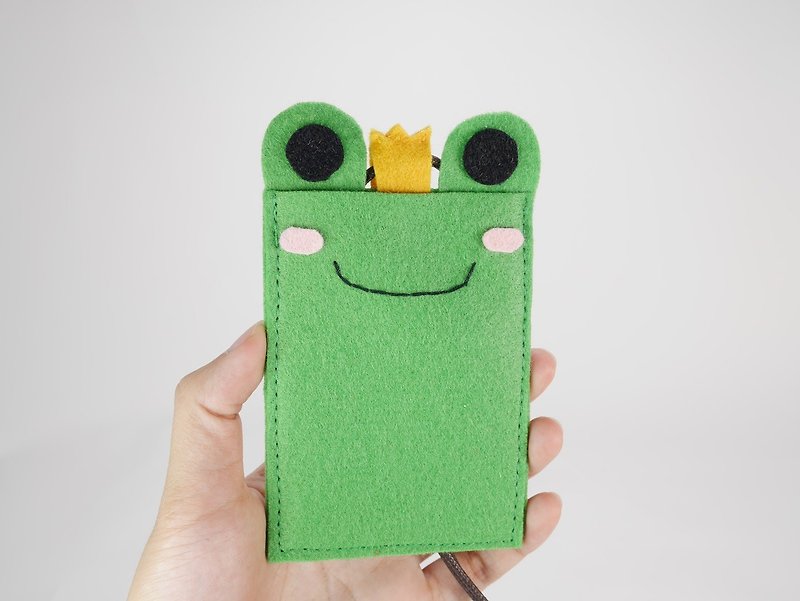Cute Double Card Holder-Frog Prince_End of the Year Surprise - ที่ใส่บัตรคล้องคอ - เส้นใยสังเคราะห์ สีเขียว