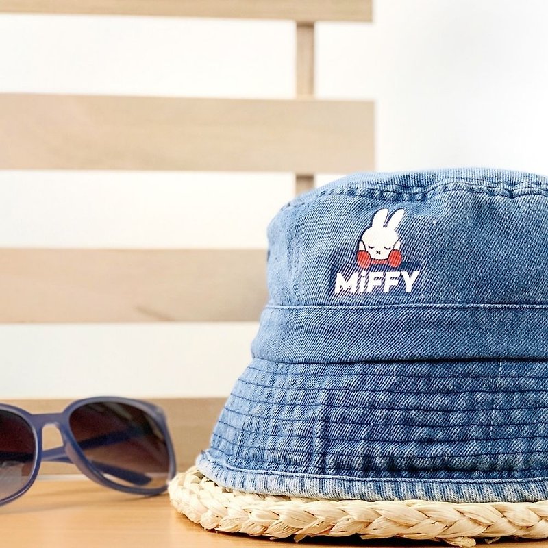 MIFFY授權-韓版丹寧系牛仔漁夫帽 (淺藍) - 帽子 - 棉．麻 