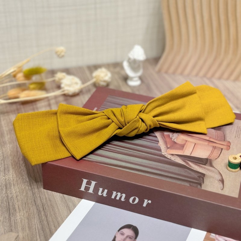 [Ingenious Craftsman] Ginger handmade bow headband - ที่คาดผม - ผ้าฝ้าย/ผ้าลินิน สีเหลือง