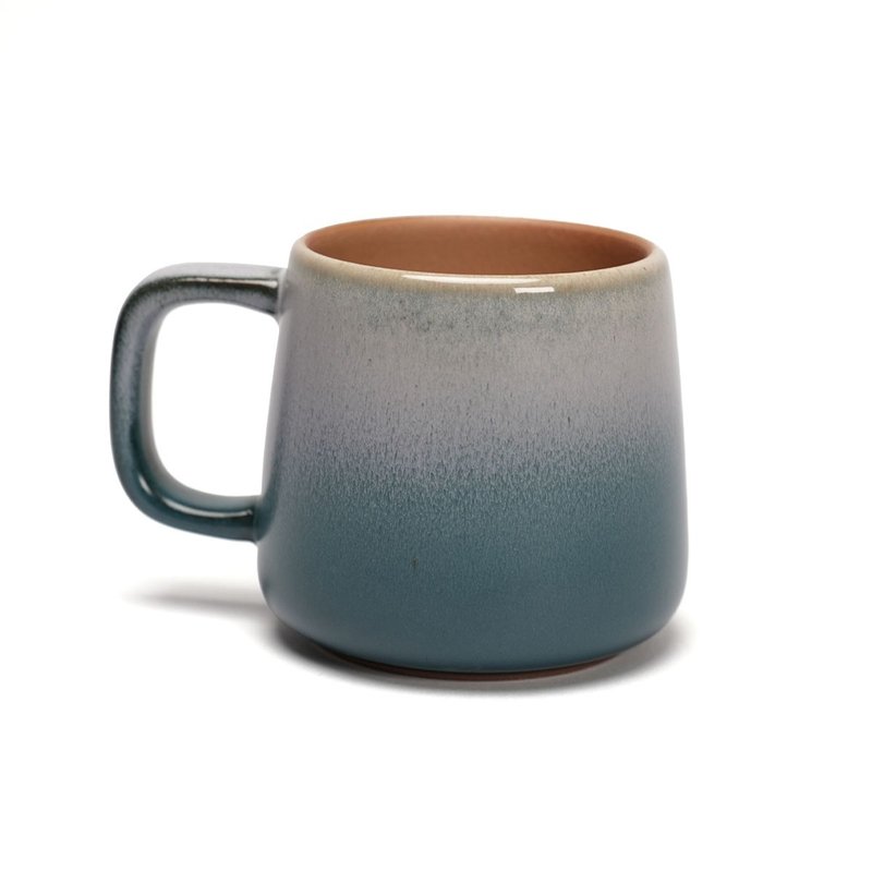 Aurli│Craft goods_Old rock mud mountain cup_Gradient blue (1-time firing without inner glaze) - Mugs - Pottery Blue