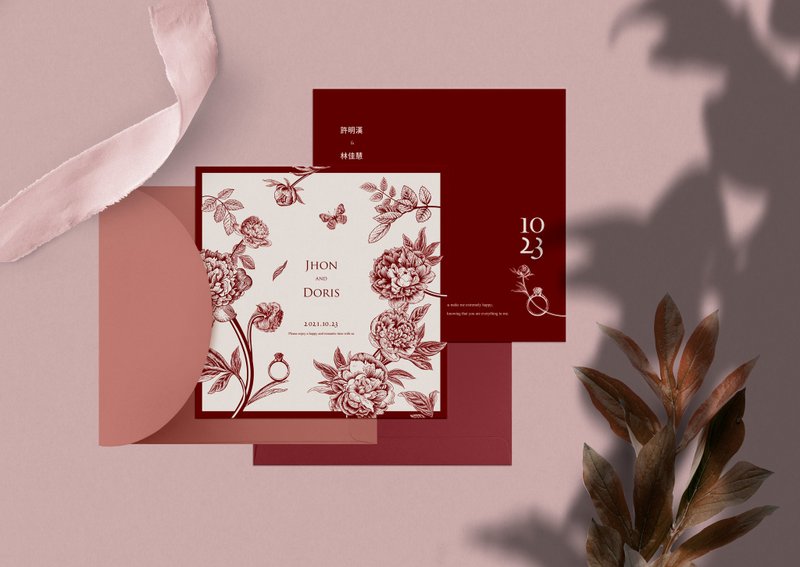 W&W Wedding Card Feast-Garden No.14 Wedding Invitation-Ruby PLUS Top Style - การ์ดงานแต่ง - กระดาษ 