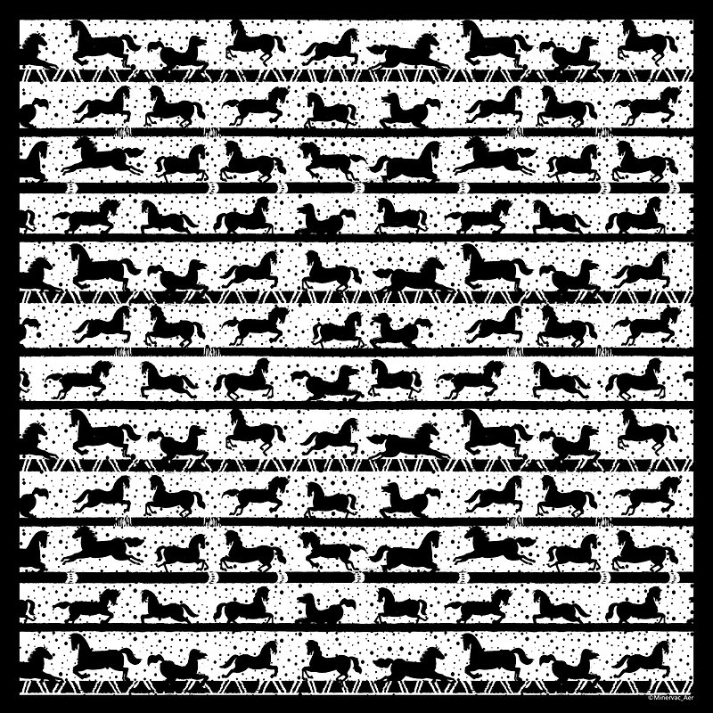 黒と白のトロイの木馬---美しさは生命に統合された芸術であるミネルヴァックから来ています - スカーフ - シルク・絹 ブラック
