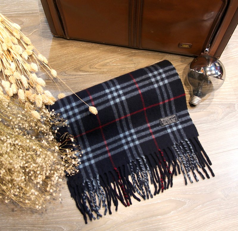 Back to Green :: BURBERRY black Cashmaire 100% vintage scarf (SSC-04) - Scarves - Wool Transparent