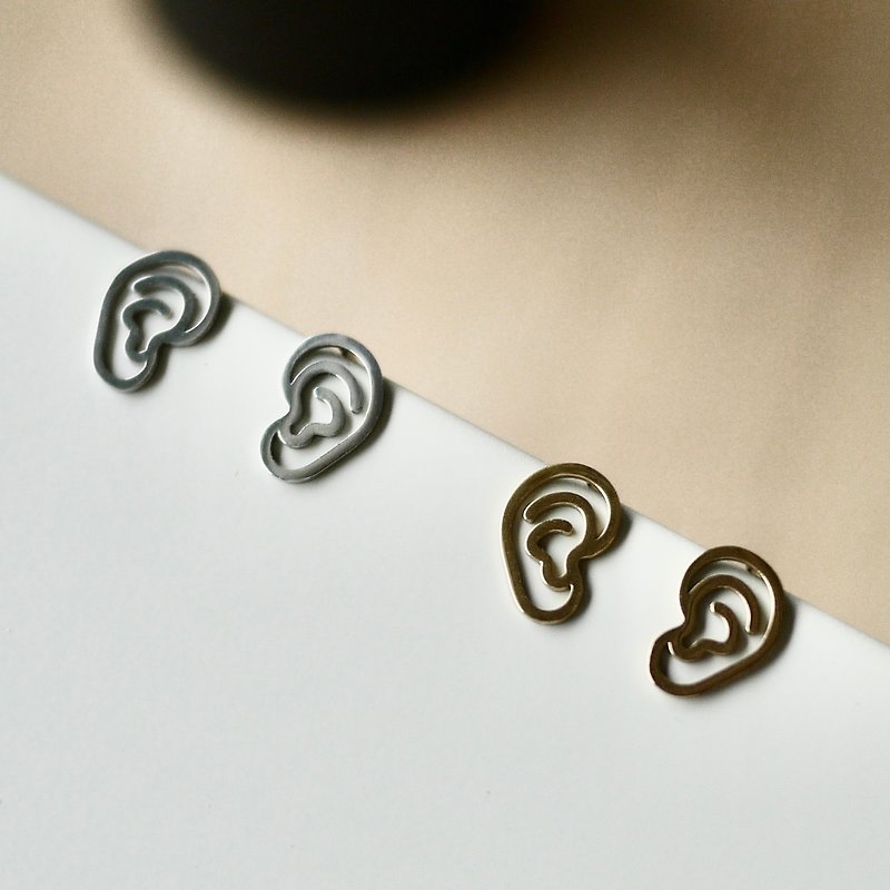 耳朵耳環 - 耳環/耳夾 - 不鏽鋼 金色