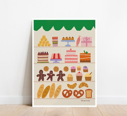 Ellie go lucky Art print/ Bakery / Illustration poster A3,A2