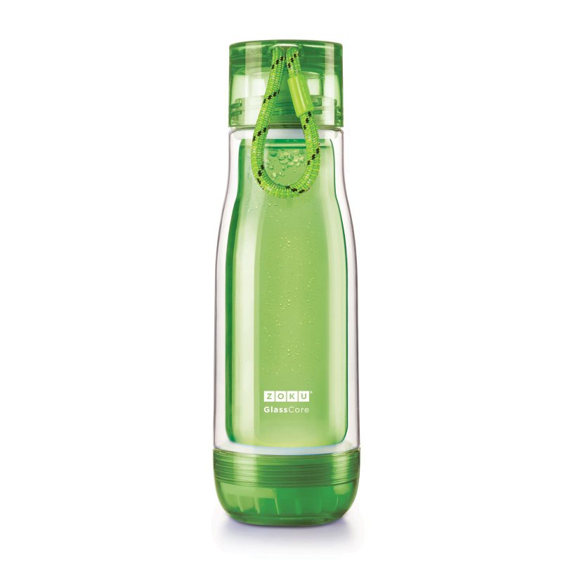 ZOKU Insulated Double-Walled with Suspended Glass Core Bottle 475ml - Green - Pitchers - Glass Green