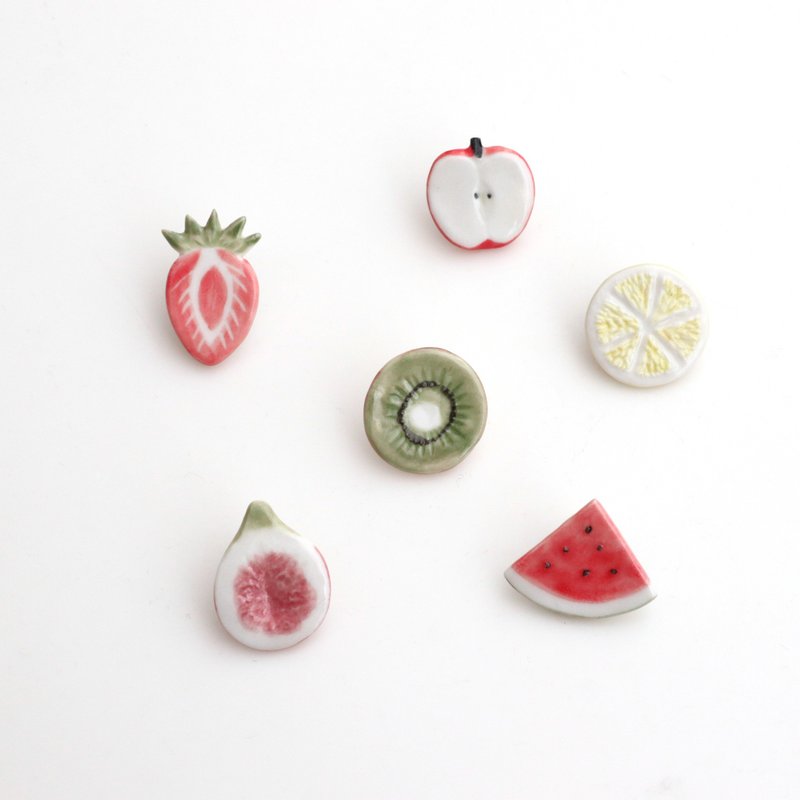 磁器 水果 胸章 胸針 - 胸針 - 瓷 紅色