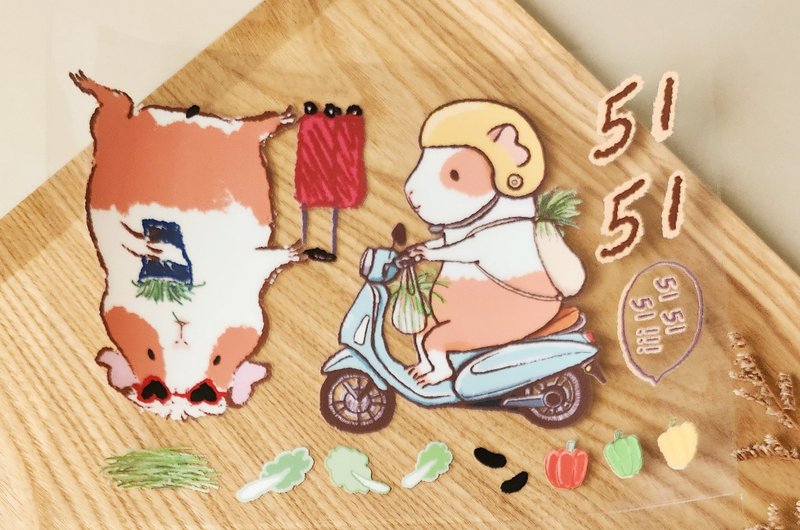 旅行天竺鼠 水晶轉印貼 - 貼紙 - 防水材質 橘色