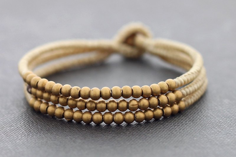 Strand Bracelets Beaded Woven Ivory Brass Gift - Bracelets - Paper Khaki
