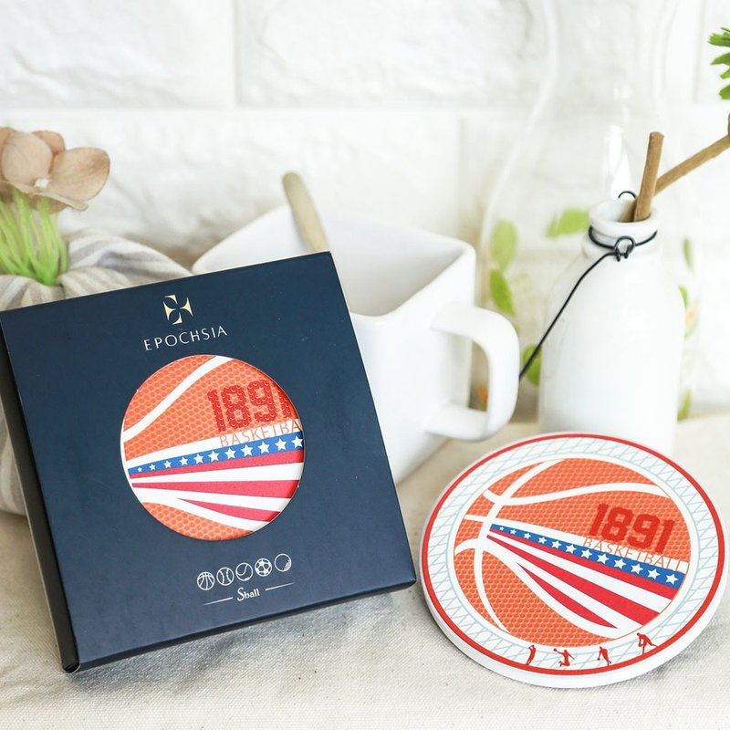 EPOCHSIA Sball Ceramic Coaster - Basketball - ที่รองแก้ว - ดินเผา หลากหลายสี