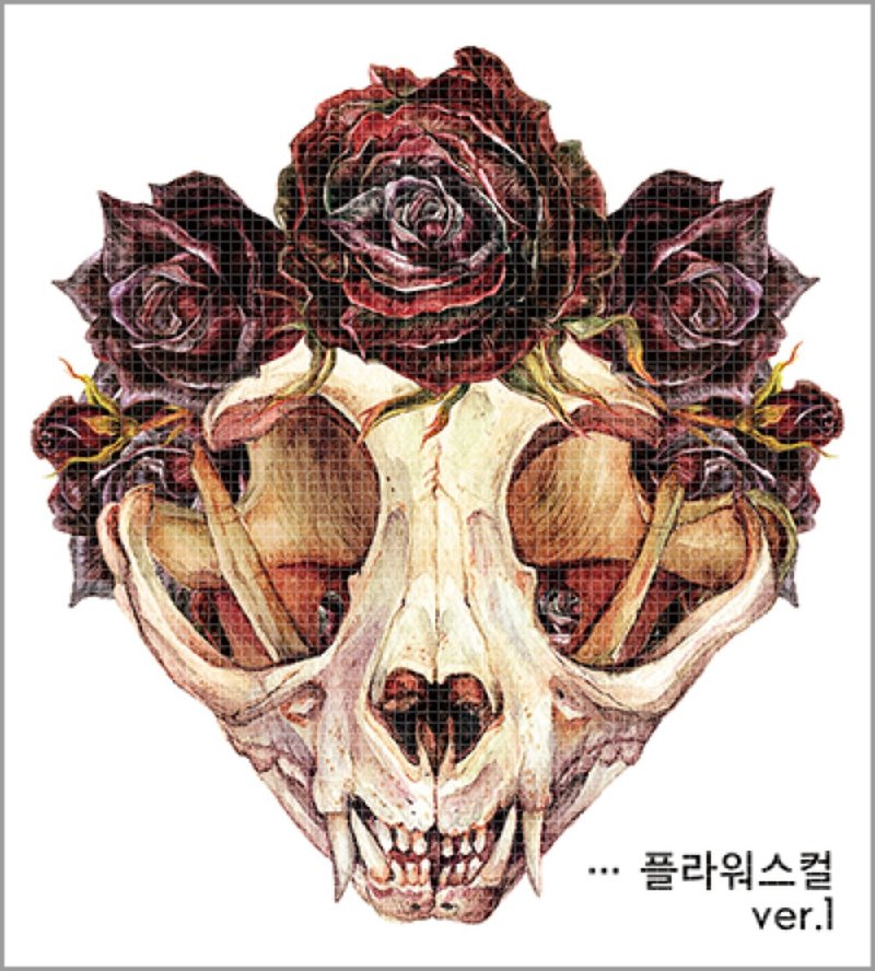 Flower Skull 2types mix (honne market) - สติกเกอร์ - กระดาษ หลากหลายสี