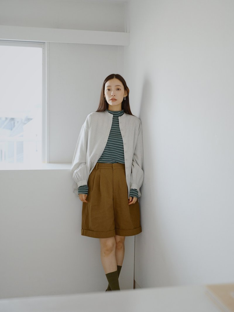 KOOW rough twill texture Japanese mid-length pants autumn and winter versatile college style Khaki casual pants - Women's Shorts - Cotton & Hemp Khaki