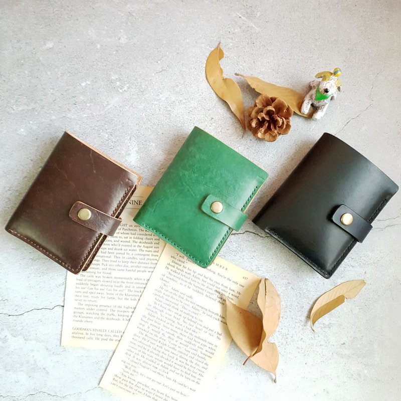 YF56_Wenchuang handmade genuine leather wallet, middle folder, multi-card position middle folder, unisex wallet - กระเป๋าสตางค์ - หนังแท้ หลากหลายสี