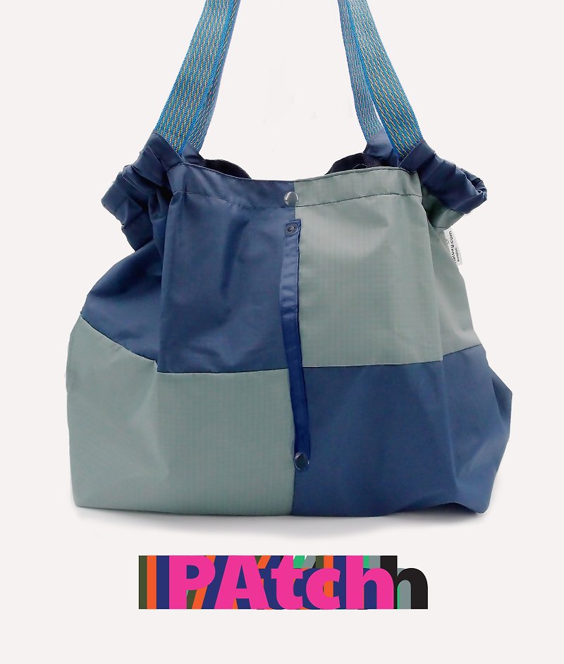 BLUEberry กระเป๋า Checkout ปะสี ขนาดกลาง - กระเป๋าถือ - ไนลอน 