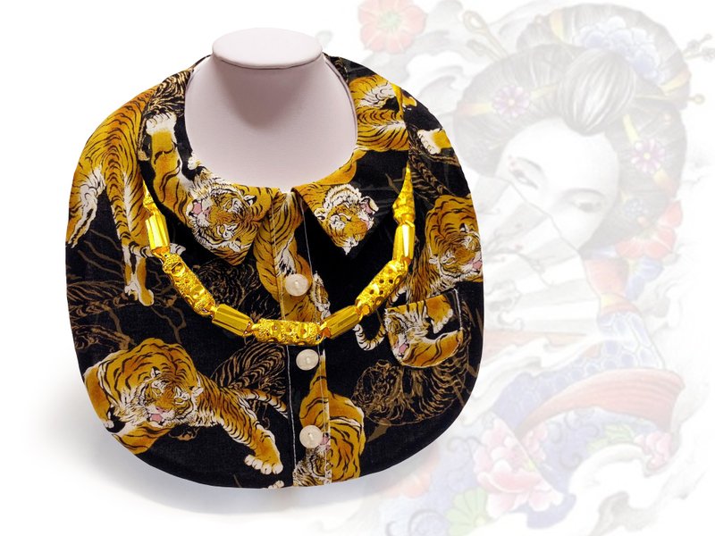 Horn head style retro flower shirt style bib pocket-Jiangmen Huzi - Bibs - Cotton & Hemp Multicolor