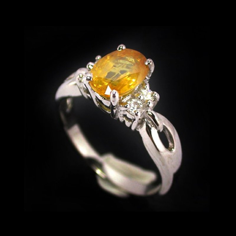 Natural yellow golden sapphier ring silver sterling 8.5 x 6 size 7.0 free resize - General Rings - Sterling Silver Yellow