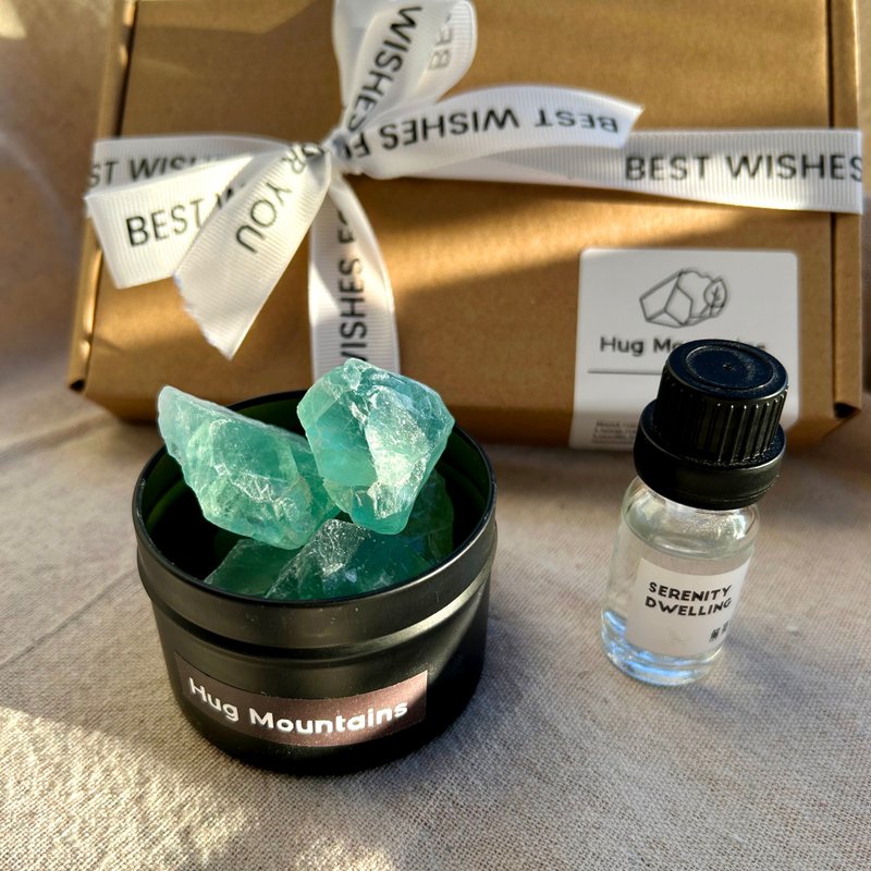 智慧之石綠螢石 擴香水晶 禮盒 精油 - 香氛/精油/擴香 - 水晶 綠色