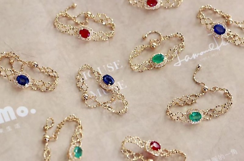 18K | Court Lace Gemstone Chain Ring - แหวนทั่วไป - เครื่องเพชรพลอย หลากหลายสี