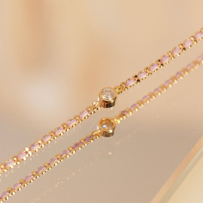 18K金鑽石紫色光束手鏈 18K Gold Bezel Diamond Purple Beam Bra - 手鍊/手環 - 貴金屬 